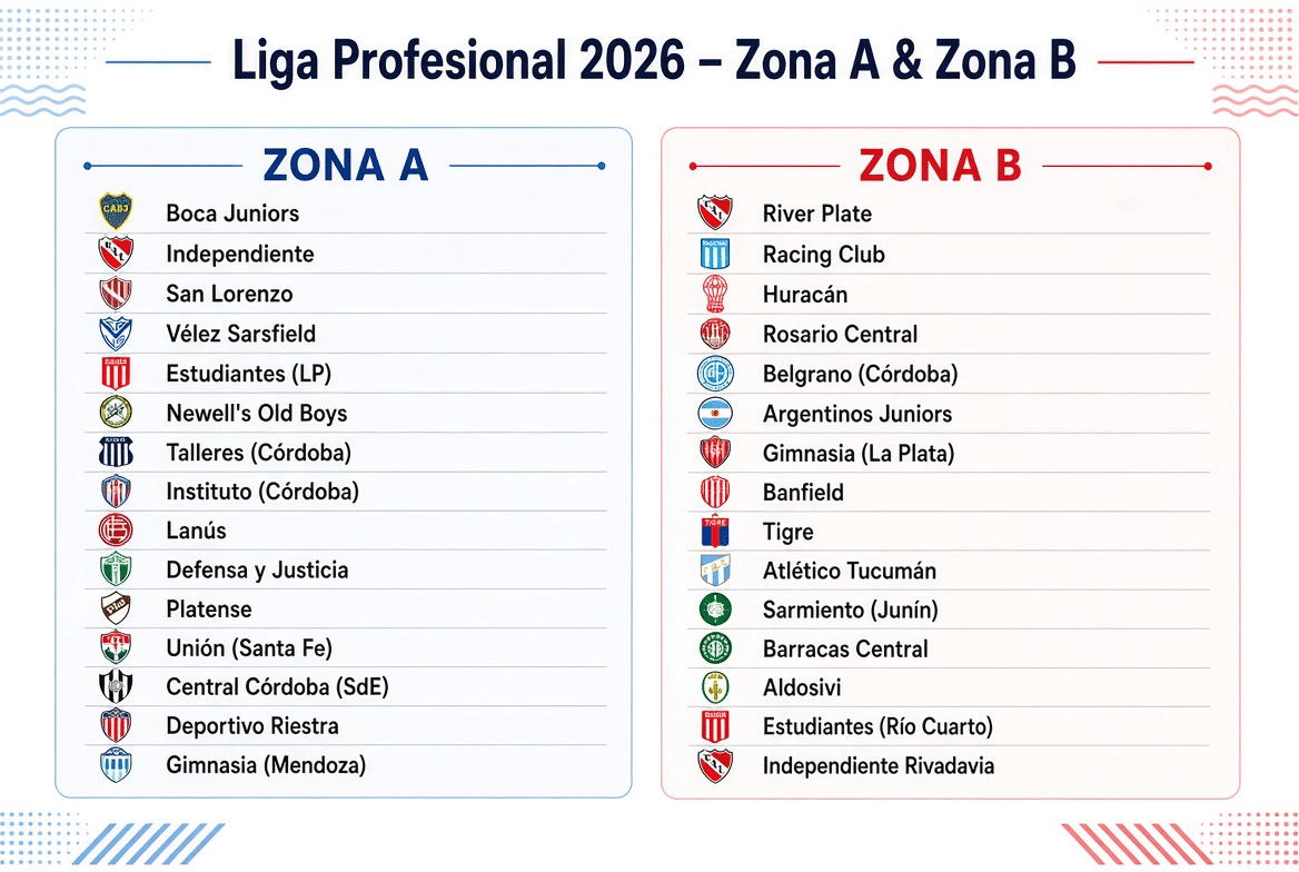 Zona A and Zona B explained - Argentine Liga profesional zones compared